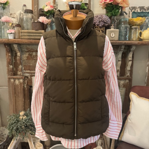 H&M PUFFER VEST COAT | Rich CHOCOLATE Brown | Oversized Neck | FUR LINED | S - Picture 3 of 13